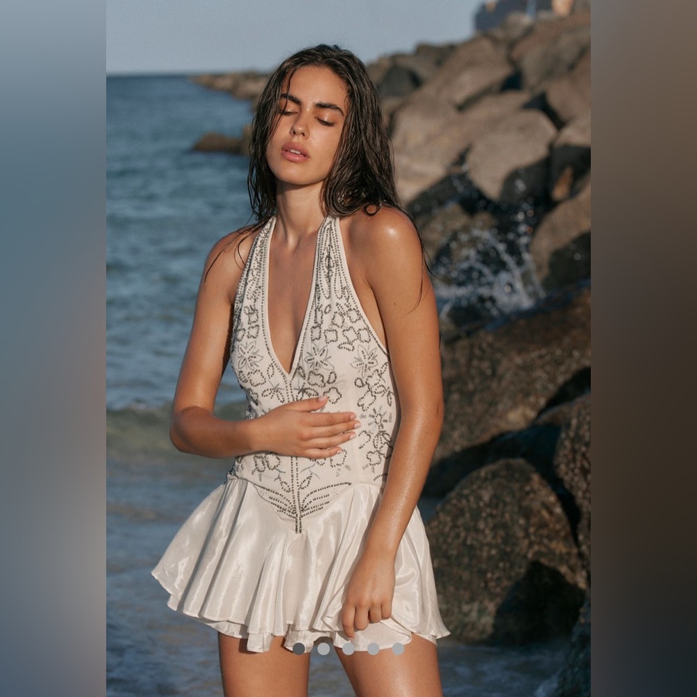 Free People Cream Embellished Romper